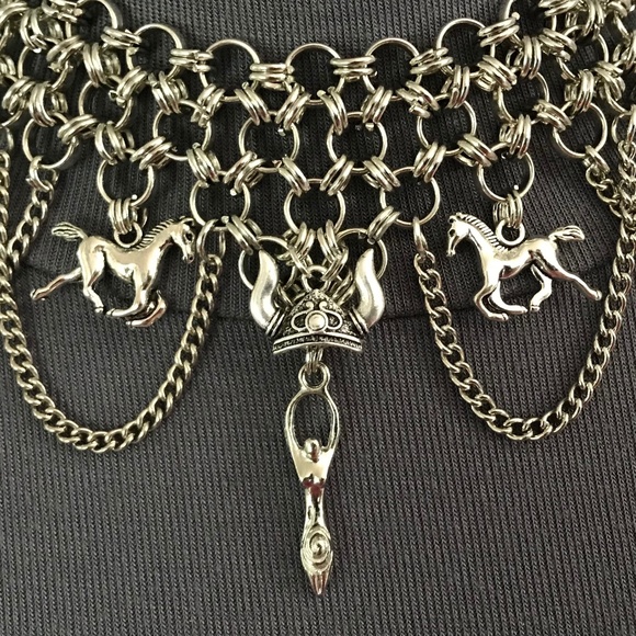 "Ride of the Valkyries #3" Handmade Gothic Warrior Silver Choker Necklace Viking - Picture 9 of 16